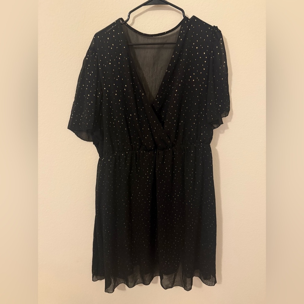 Black Dress with Gold Accents